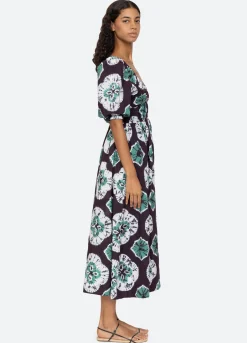 Sea New York Aveline Puff Slv Dress Teal Cheap