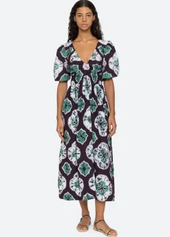 Sea New York Aveline Puff Slv Dress Teal Cheap