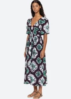 Sea New York Aveline Puff Slv Dress Teal Cheap