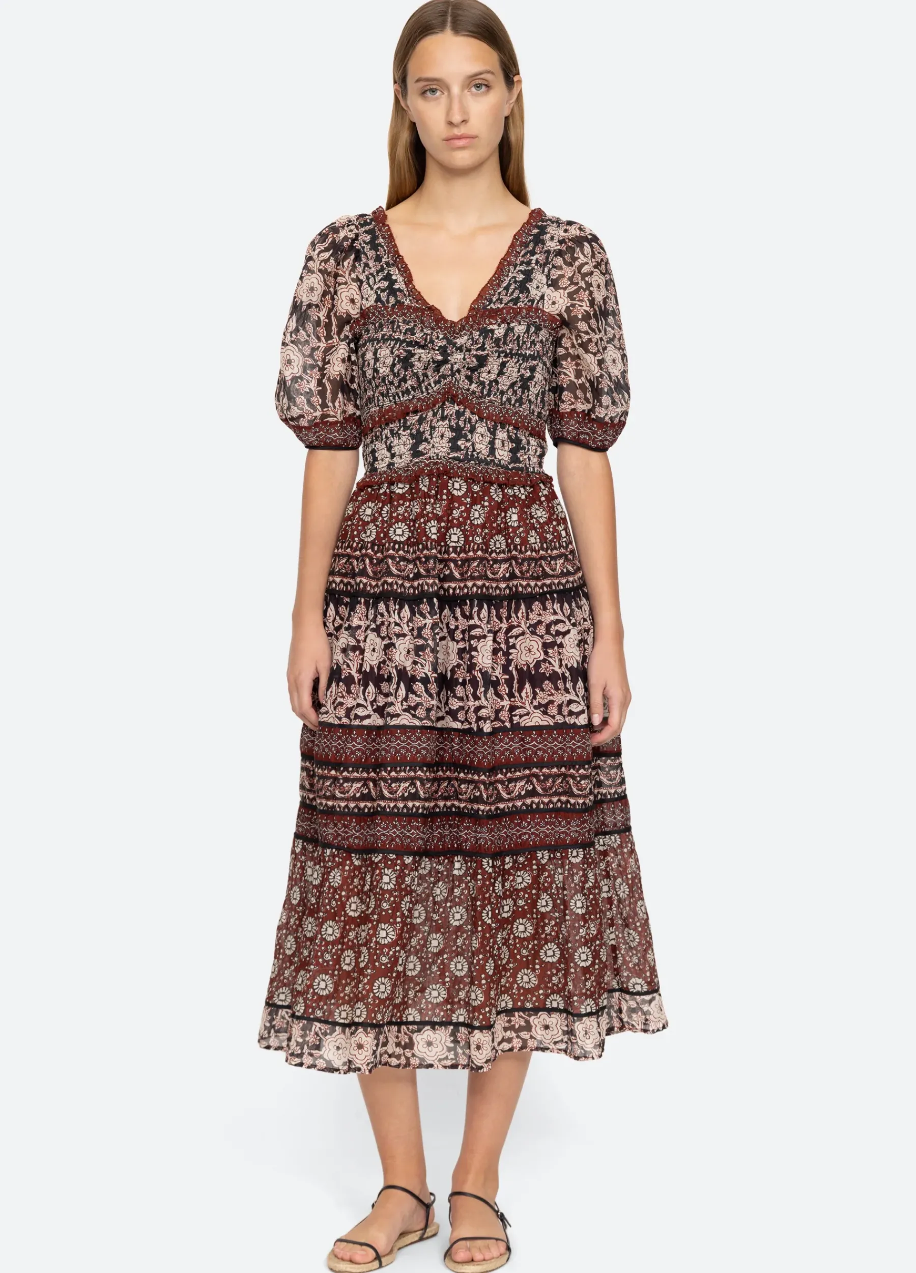 Sea New York Danae Puff Slv Dress Red New