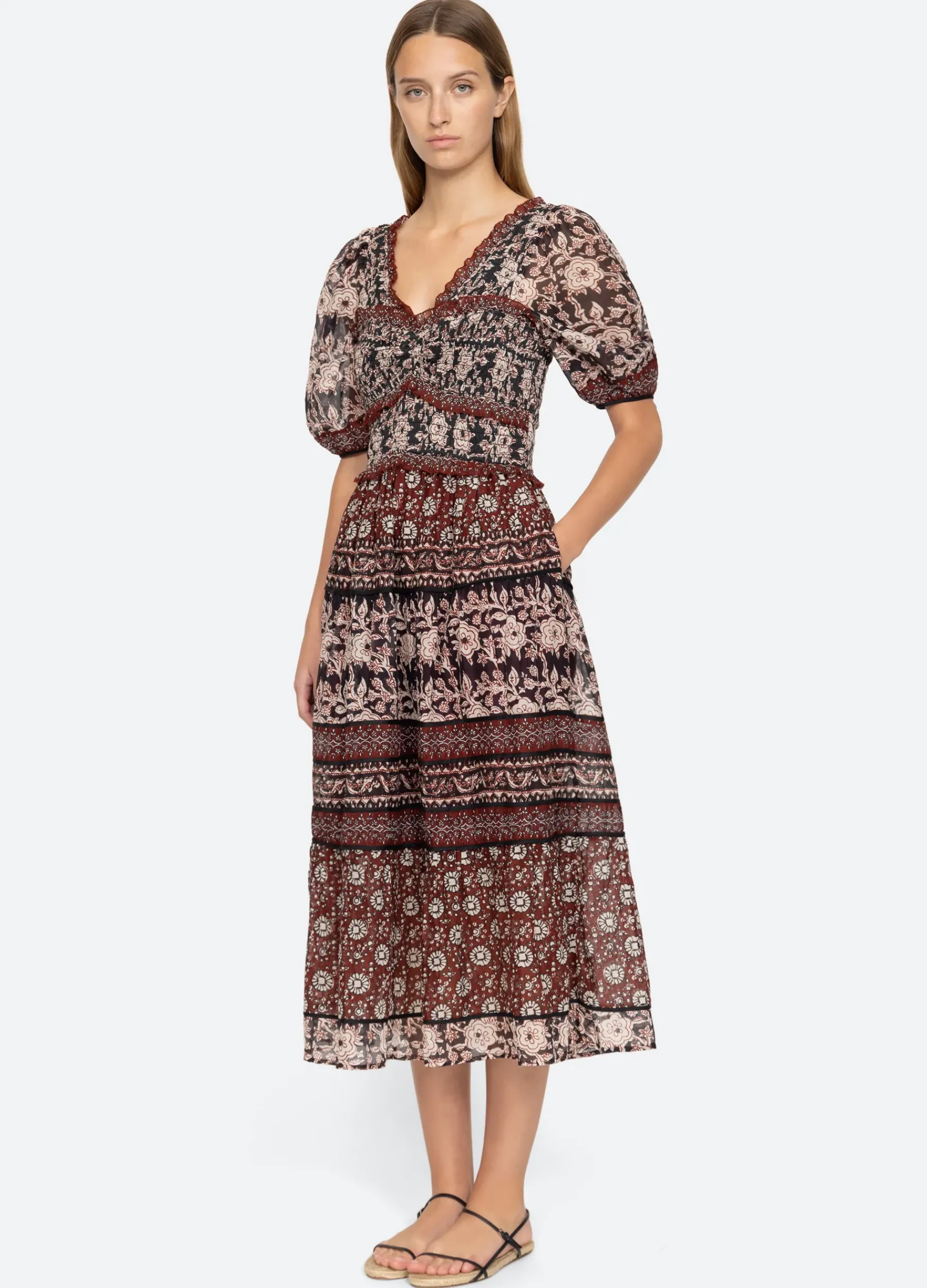 Sea New York Danae Puff Slv Dress Red New