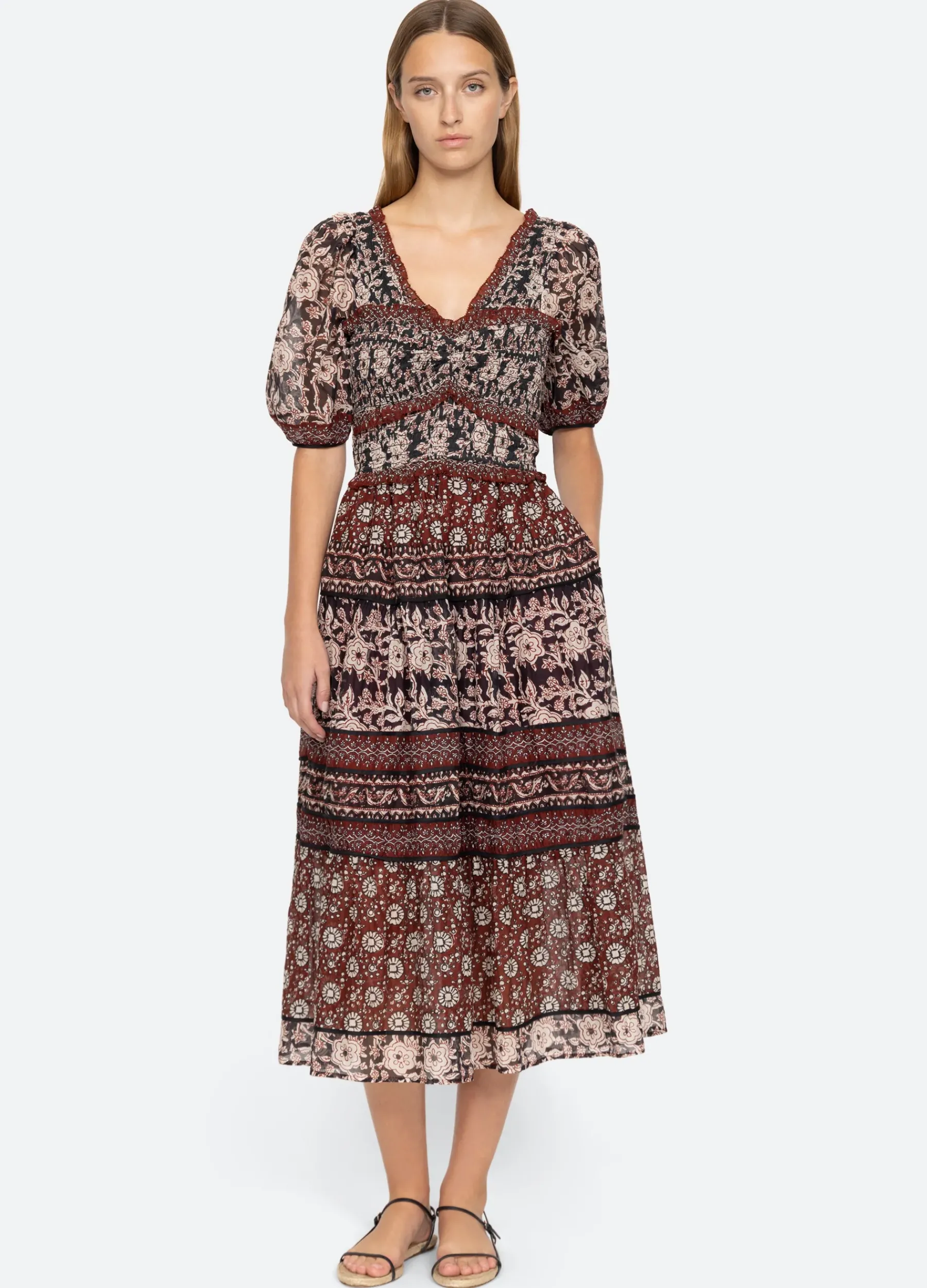 Sea New York Danae Puff Slv Dress Red New