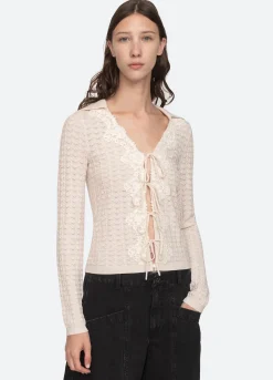 Sea New York Kyra Cardigan Cream Cheap