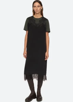 Sea New York Lorraine Combo Dress Black Flash Sale