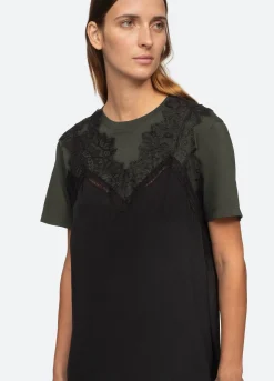 Sea New York Lorraine Combo Dress Black Flash Sale
