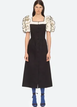 Sea New York Paloma Puff Slv Dress Black Hot