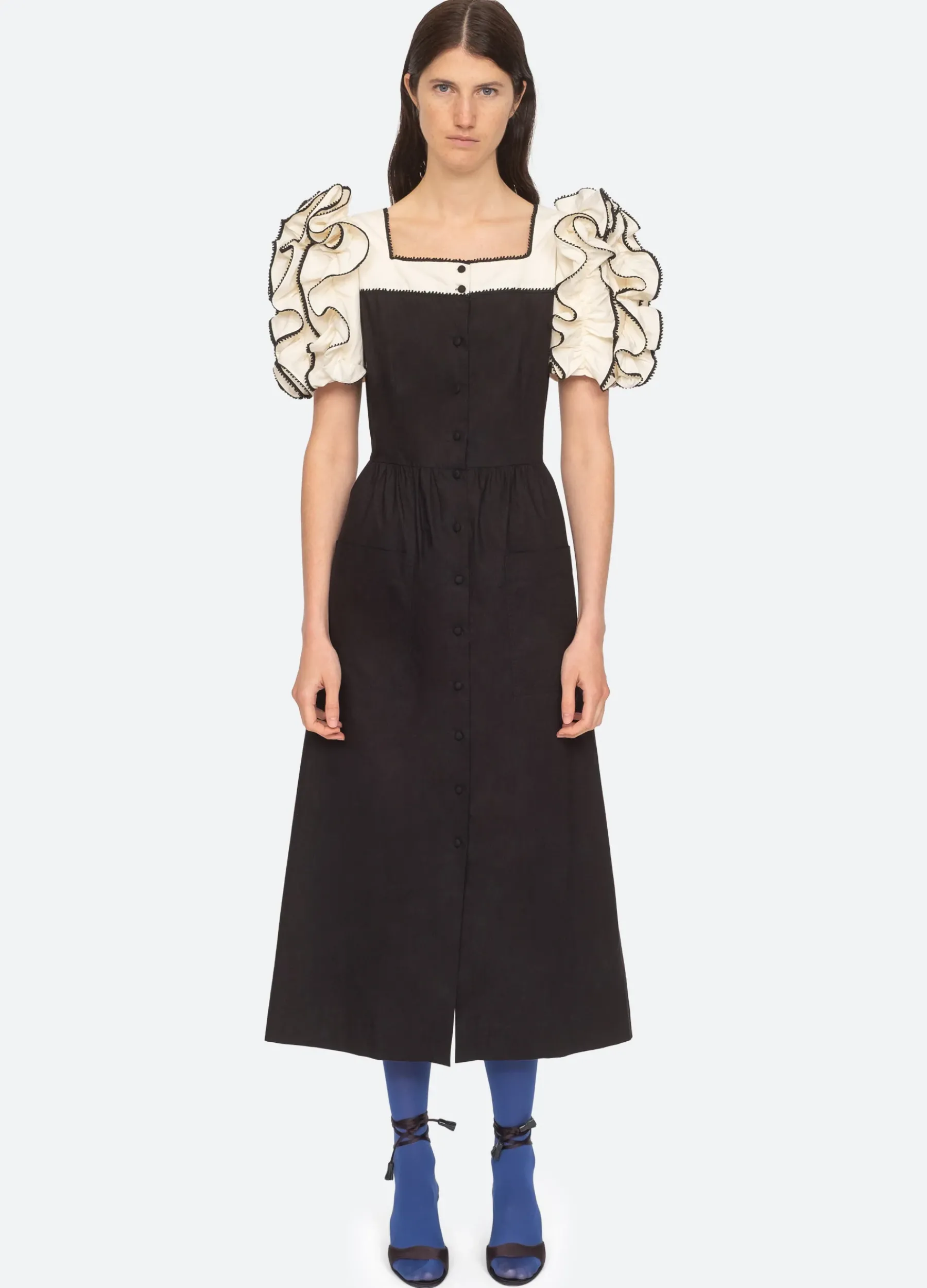 Sea New York Paloma Puff Slv Dress Black Hot