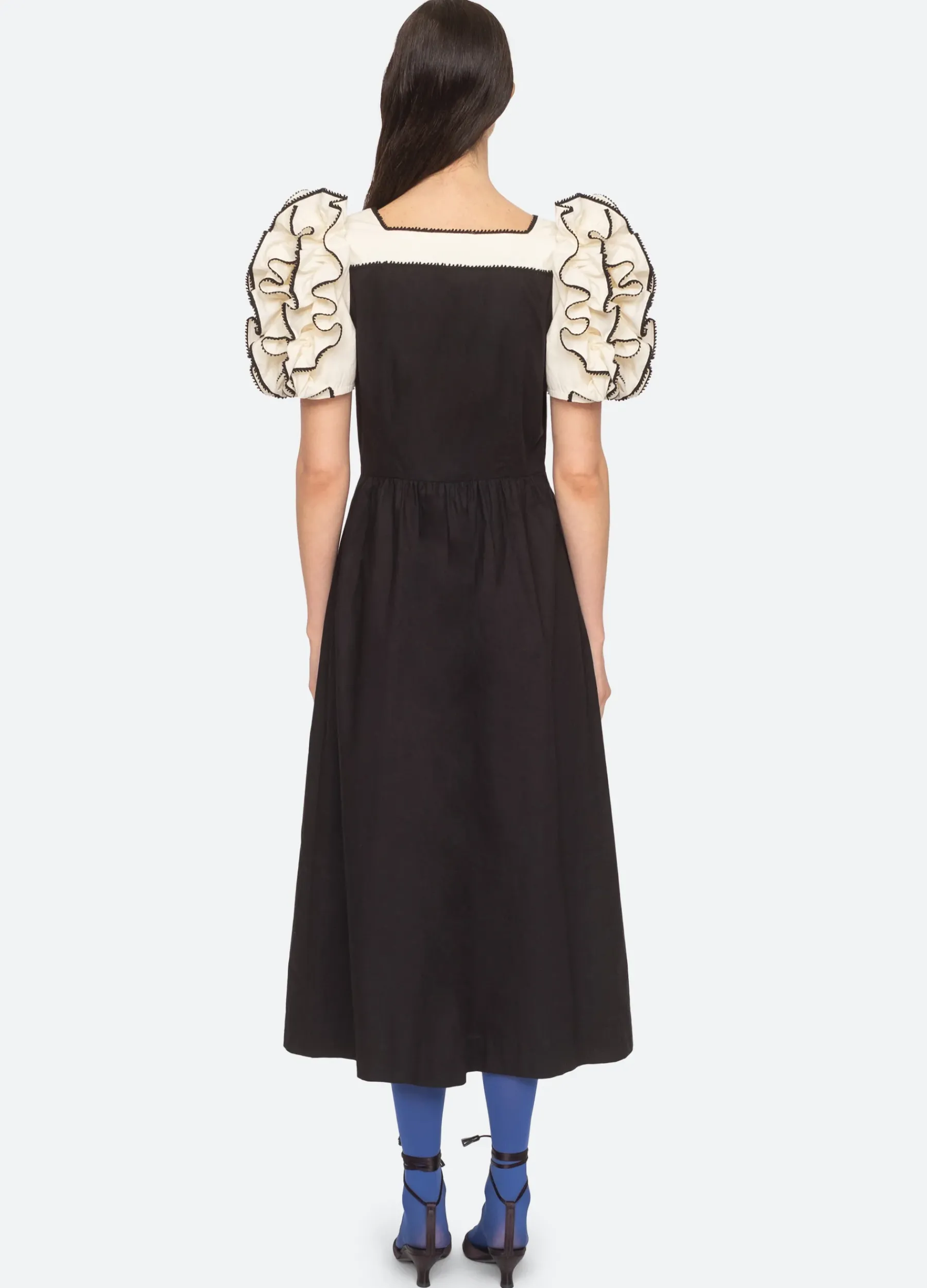 Sea New York Paloma Puff Slv Dress Black Hot