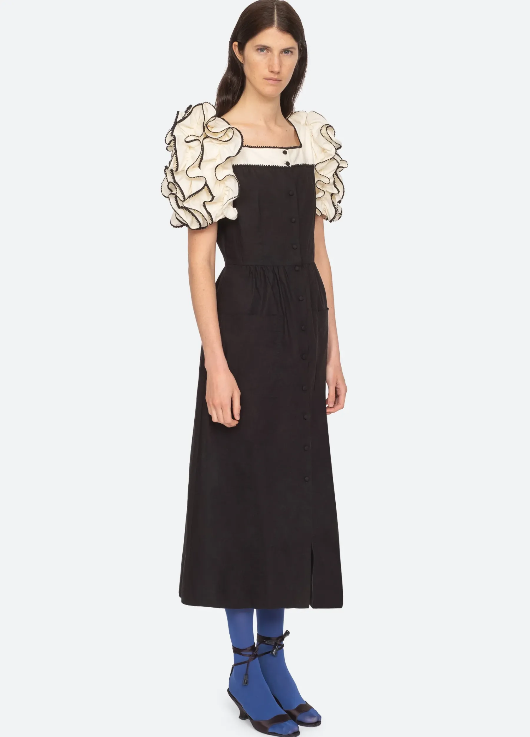 Sea New York Paloma Puff Slv Dress Black Hot